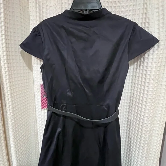 ✔️NEW Merona Black A-Line Dress with Mandarin Collar and Flutter Sleeves - Picture 5 of 8